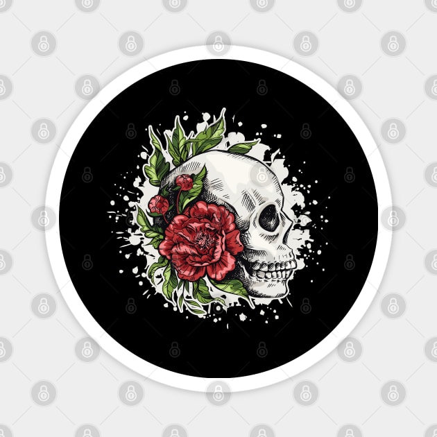 Skull with Flowers Graphic Magnet by Graphic Duster